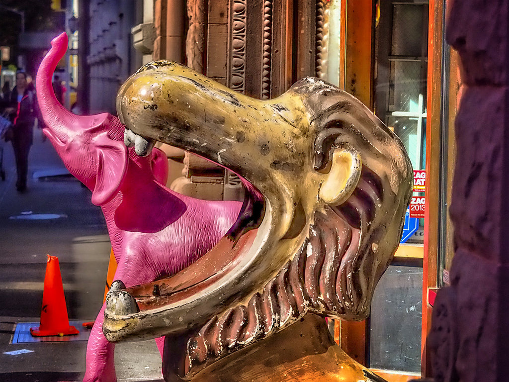 Lion Eating Pink Elephant