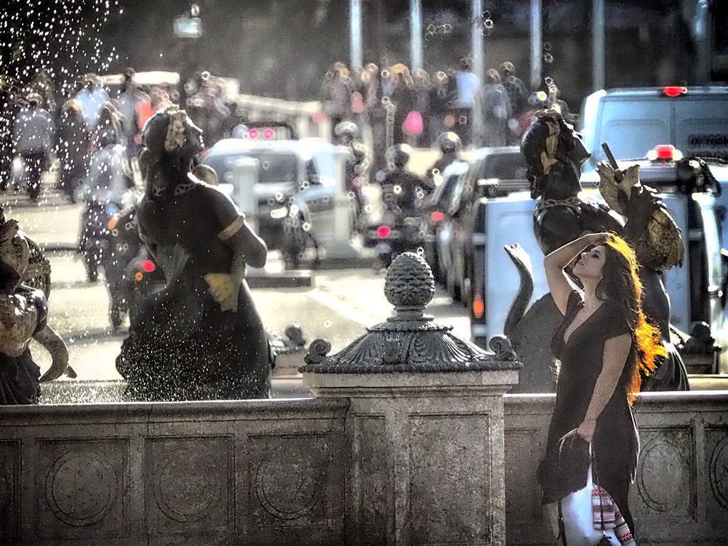 Poising At The Fountain