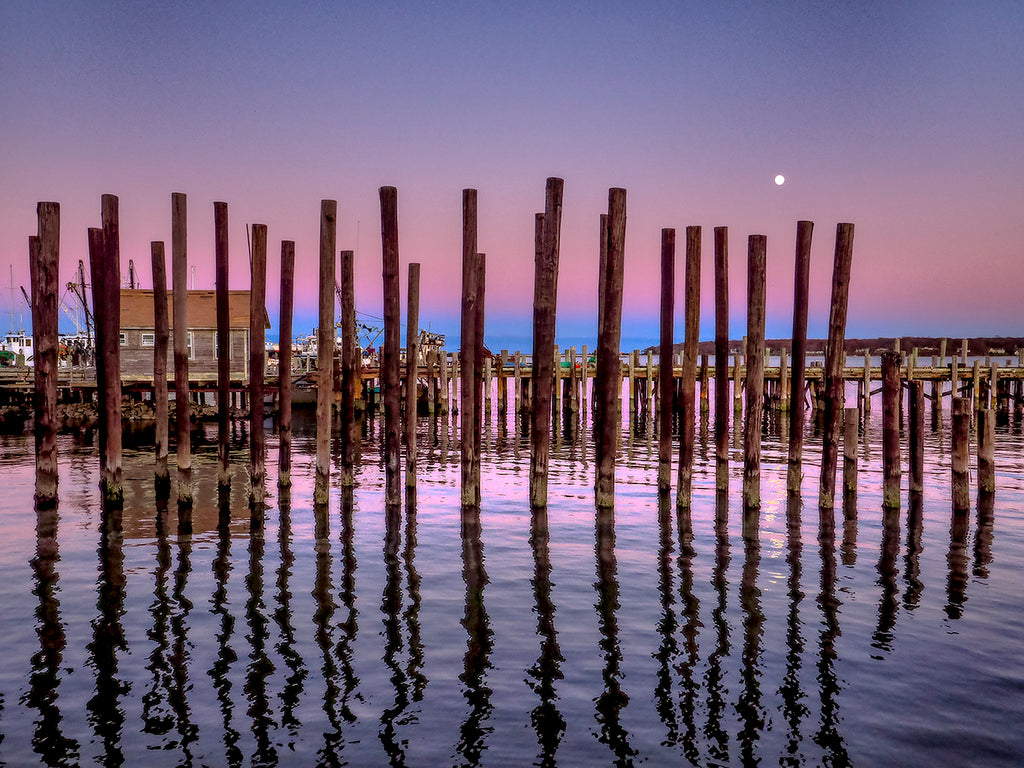 Pier Pilings And Moon