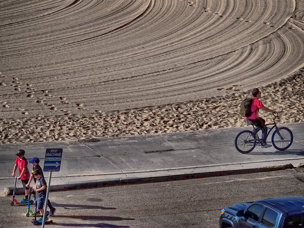 Three Scooters And Bike